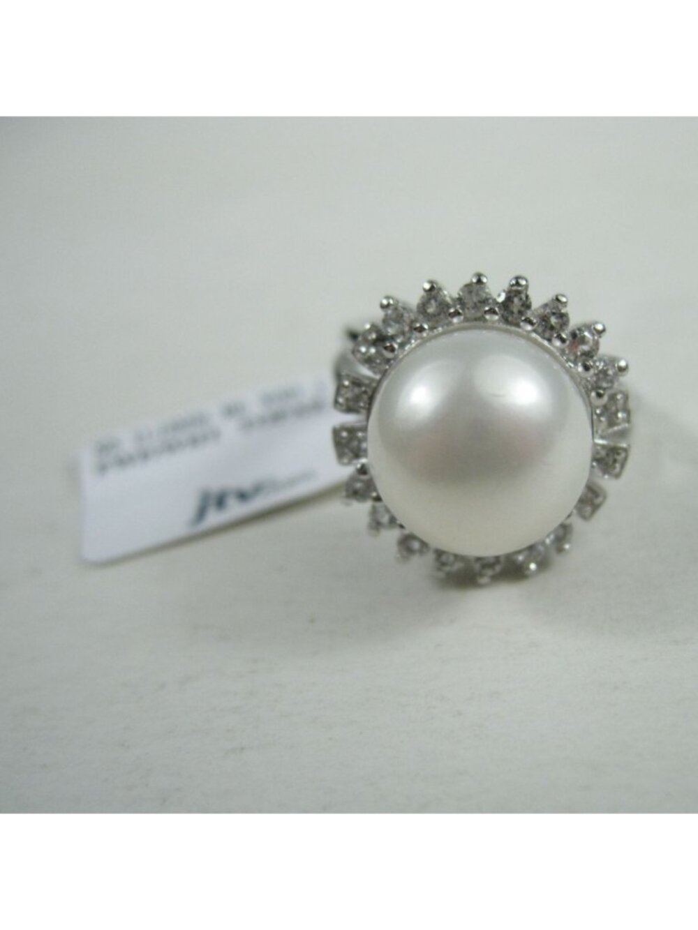 Jtv Freshwater Pearl Topaz Stone 925 Sterling Silver Halo Ring Size 8 MISSING